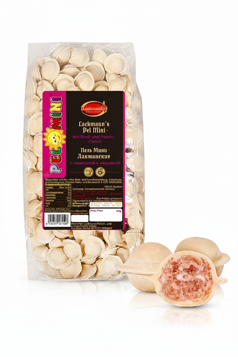 Pelmeni "Krocha" mit Rind- und Truthahnfleisch, Lakmanskaja, 900 g