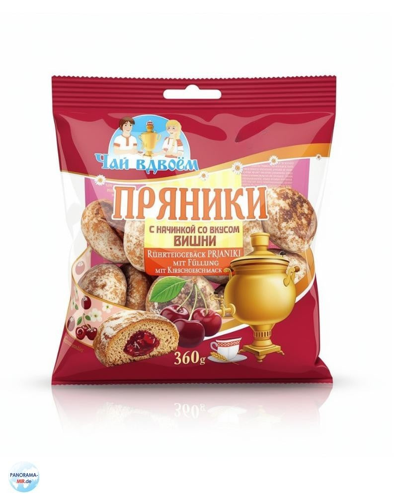 Rührteiggebäck Prjaniki mit Füllung mit Kirschgeschmack "Chaj vdvoem", 360g