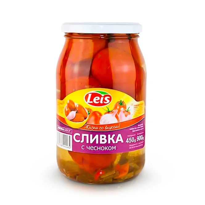 Eingelegte Tomaten "Slivka" mit Knoblauch "Leis"