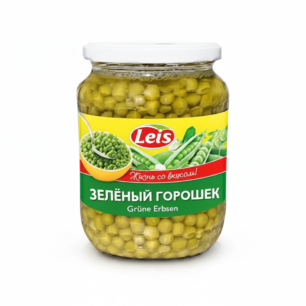 Grüne Erbsen, konserviert, „Leis“, 690 g