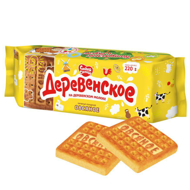 Knusprige Haferkekse „Derevenskoye“ (Sładka Sloboda), 220 g