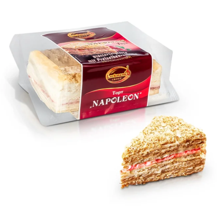 Kuchen – Napoleon, mit Vanillegeschmack und Preiselbeerenfüllung, Lackmann, 400 g