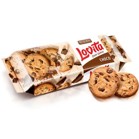 Kekse mit Schokoladenstückchen "Lovita" (Roshen), 150g