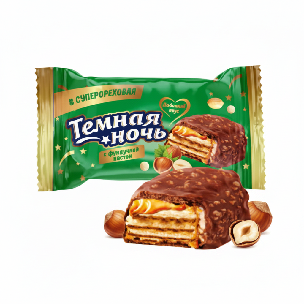 Waffelbonbons mit Haselnusscreme "Temnaya Noch", 100g