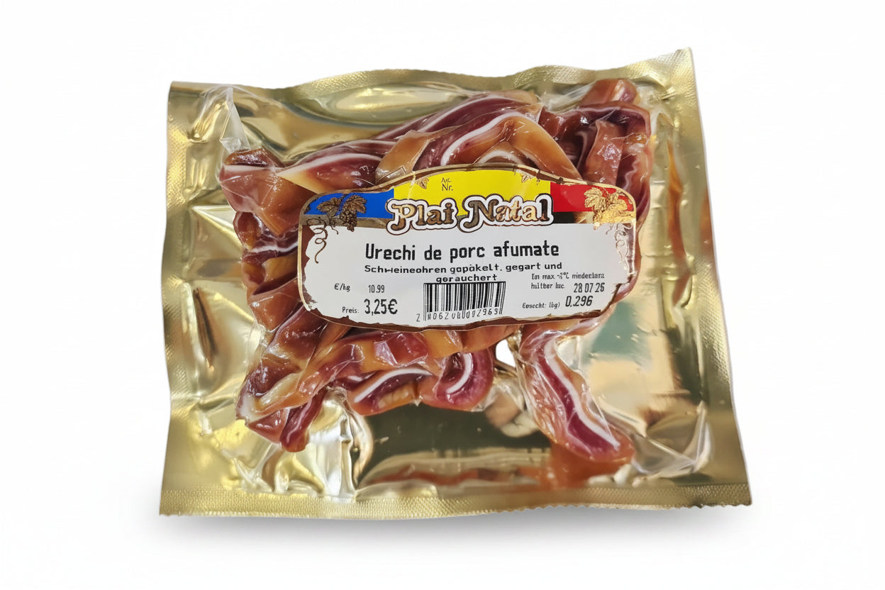 Geräucherte Schweineohren (Delikatesse), 100g