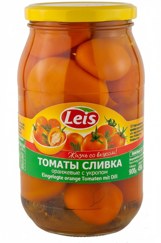 Marinierte orange Tomaten mit Dill (mild, ohne Essig)