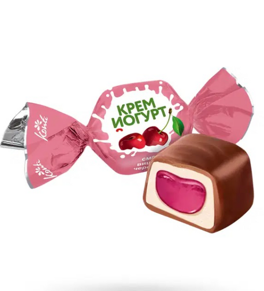 Bonbons „Creme-Joghurt“, Geschmack Sauerkirsche–Süßkirsche, 100 g