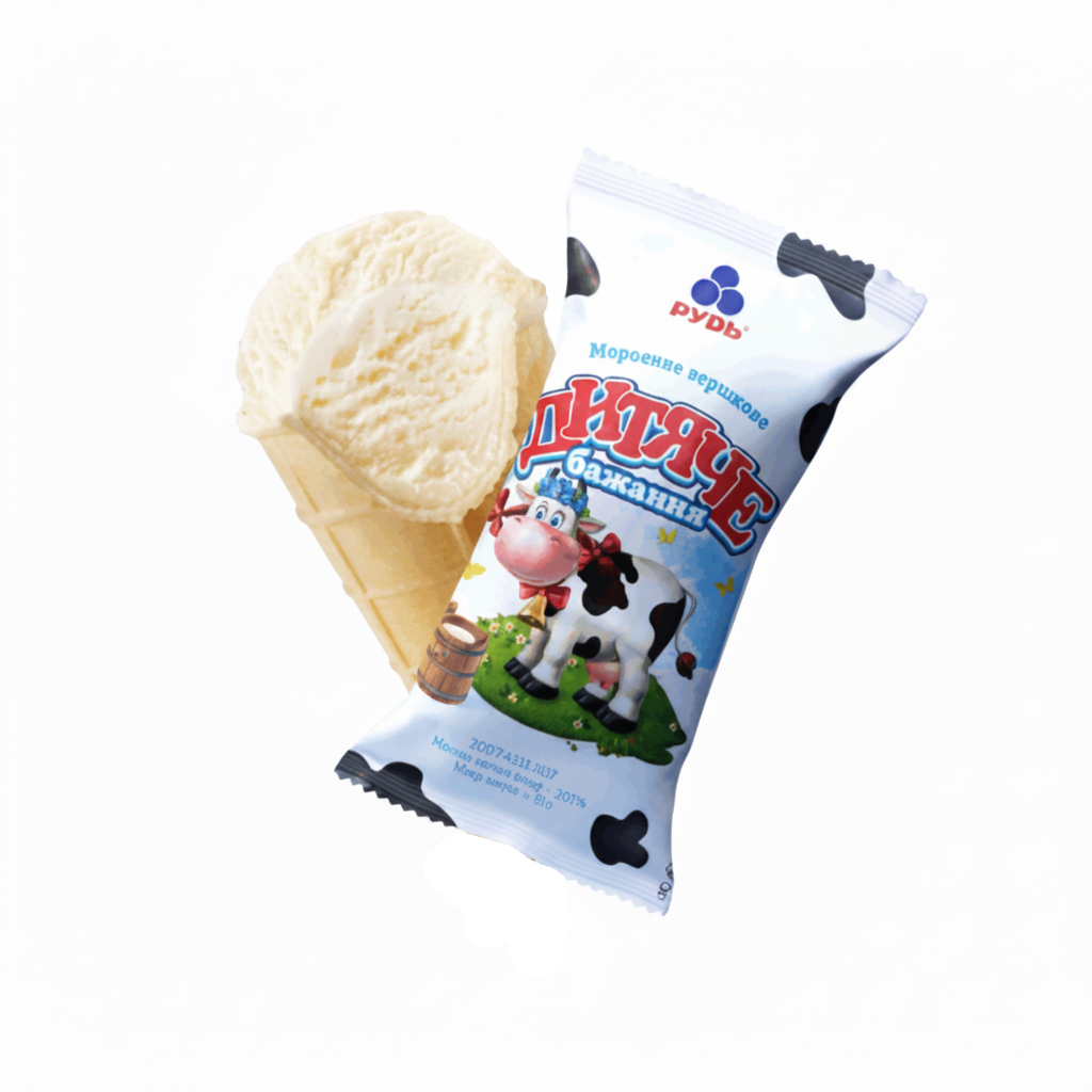 Eis mit - Cremiges Eis im Waffelbecher „Dytyache Bazhannya“ (Rud), 70 g