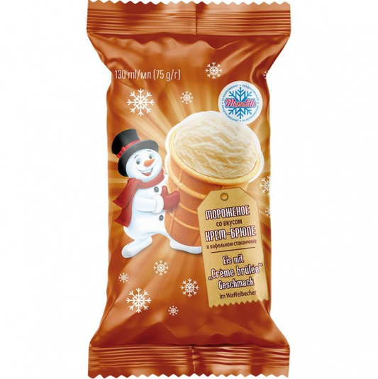 Eis mit „Crème Brûlée“-Geschmack im Waffelbecher, 75 g