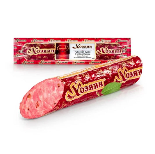 Gehackte luftgetrocknete Wurst mit Pflaumen, aus Schweine- und Rindfleisch, Lackmann, 300 g,