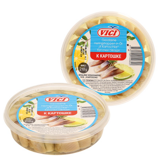Gesalzenes Heringsfilet in Stückchen in Öl „K kartoshke“