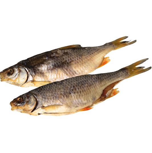 Getrocknete und geräucherte Rotfeder (Scardinius erythrophthalmus), unausgenommen, 100 g