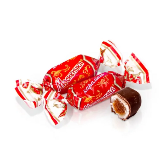 Karamellbonbons „Moskwitschka“ mit Schokoladenfüllung, Rot Front, 100 g