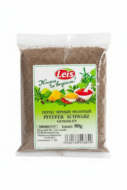 Schwarzer Pfeffer "Leis", gemahlen, 80 g