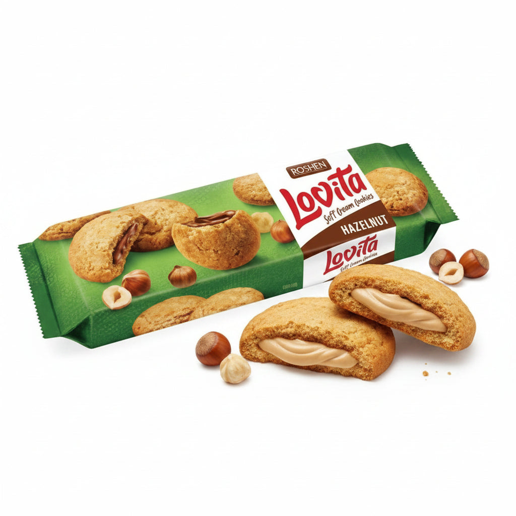 Kekse mit Haselnusscremefüllung "Lovita" (Roshen), 127g
