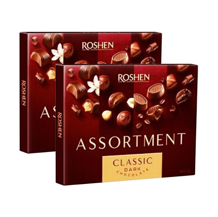 Конфеты Roshen Ассорти в черном шоколаде, 154 г