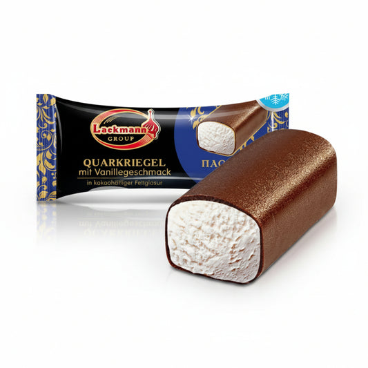 Quarkriegel mit Vanilleeisgeschmack, glasiert, Lackmann, 38 g