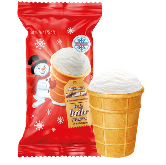 Eis mit - Vanilleeis im Waffelbecher