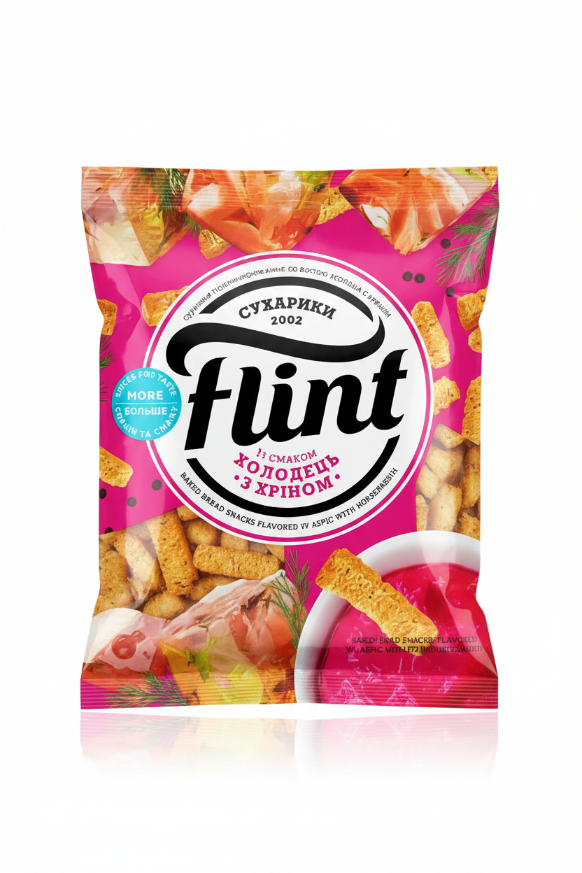 Weizen-Roggen-Croutons „Flint“ mit Aspik-Meerrettich-Geschmack, 70 g