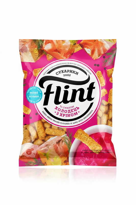 Weizen-Roggen-Croutons „Flint“ mit Aspik-Meerrettich-Geschmack, 70 g