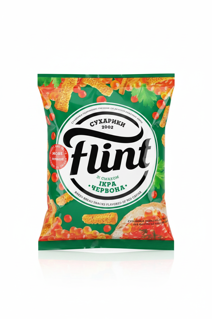 Weizen-Roggen-Croutons „Flint“ mit rotem Kaviar-Geschmack, 70 g