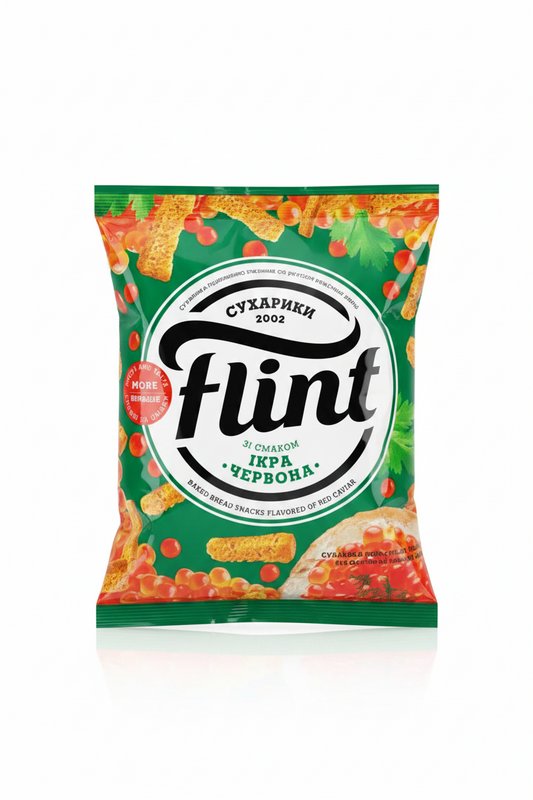 Weizen-Roggen-Croutons „Flint“ mit rotem Kaviar-Geschmack, 70 g