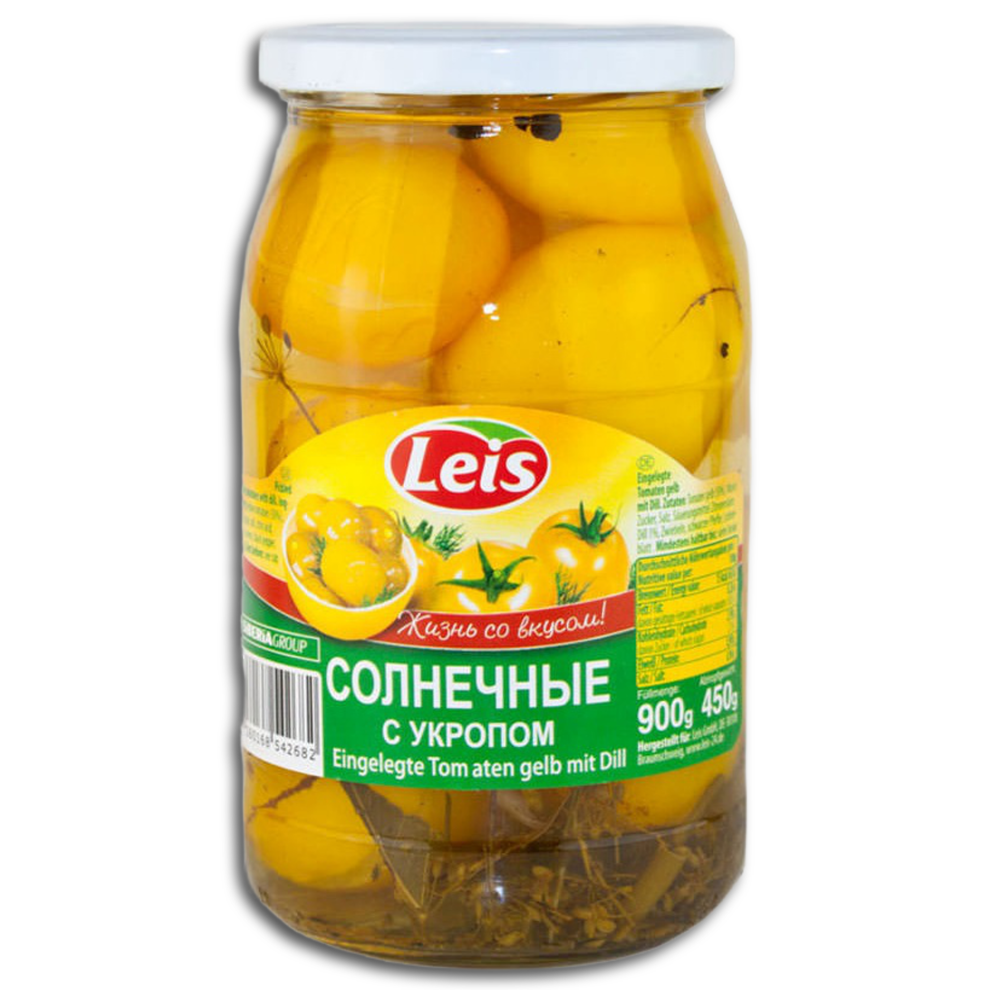 Tomaten "Solnetschnije" Slivka mit Dill, 880g